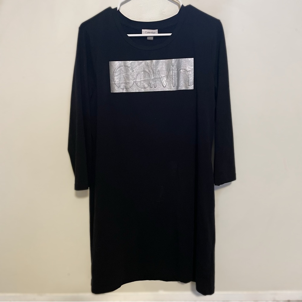 Calvin Klein T-Shirt Dress 3/4 Sleeve Black XL